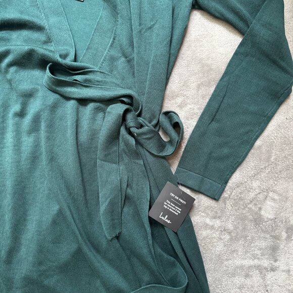 NWT Lulus Literary Lover Forest Green Wrap Sweater Dress Size S - Picture 3 of 4
